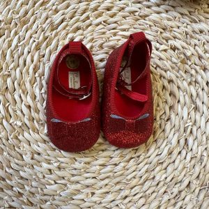 Scarpe culla rosse con glitter Ambarabà