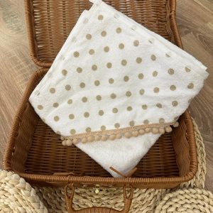 Triangolo bagnetto a pois con pom pom