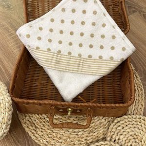 Triangolo bagnetto a pois con fascia a righe