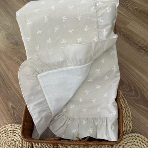 Telo da bagno grigio con cavallo a dondolo