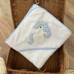 Triangolo bagnetto cavalluccio bianco e celeste