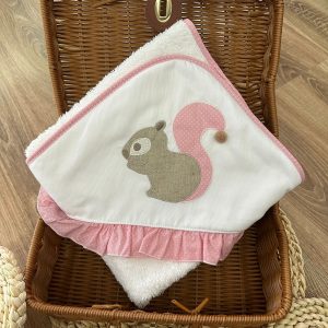 Triangolo bagnetto scoiattolo tortora e rosa