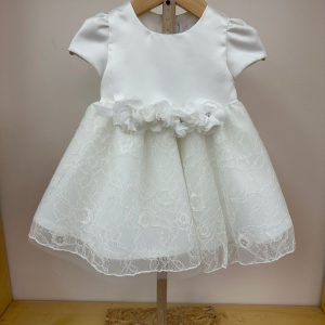 Abito bianco Ambarabà con gonna in pizzo