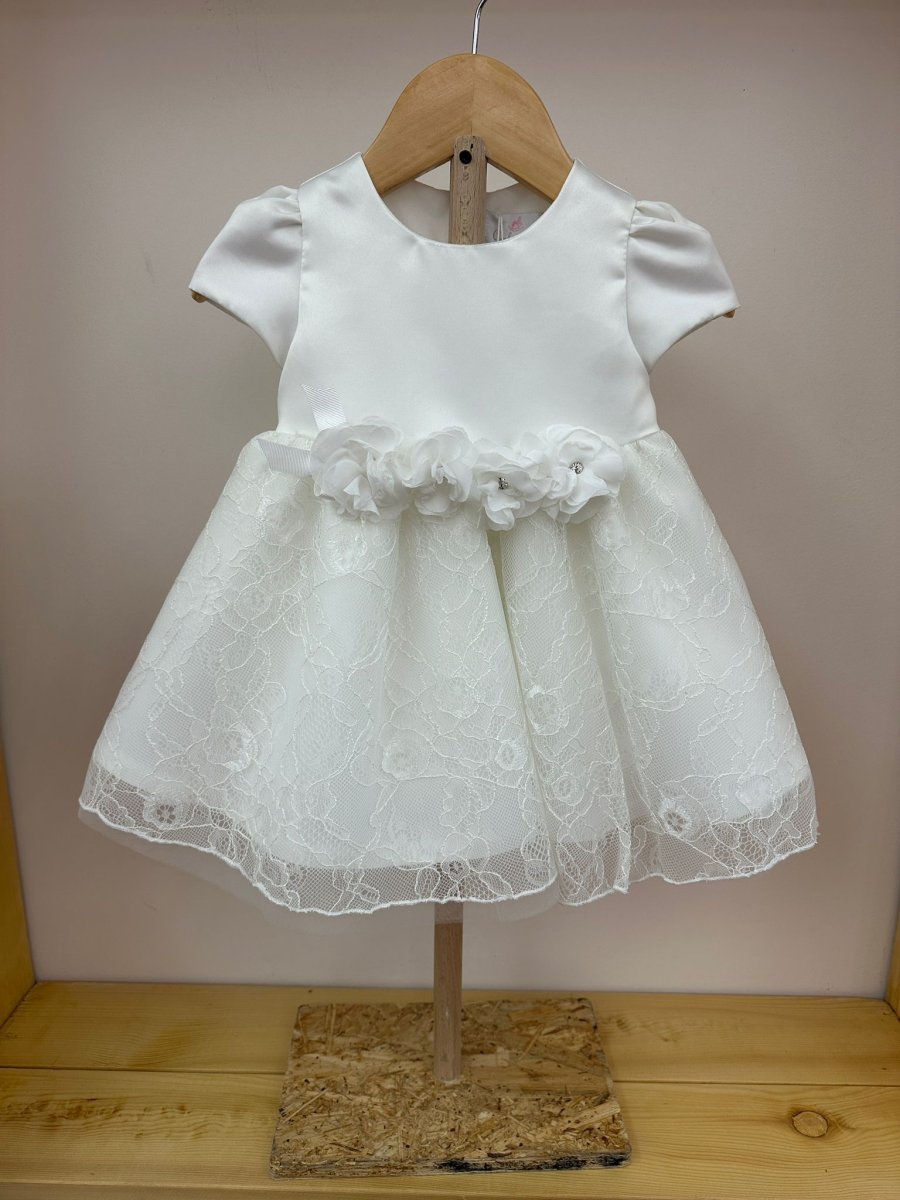 Abito bianco Ambarabà con gonna in pizzo