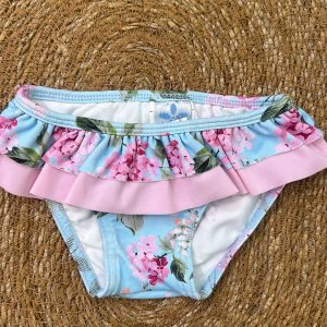 Slip costume bimba celeste con fiori