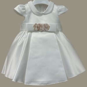 Abito bianco con cinturina a fiorellini Ninnaoh