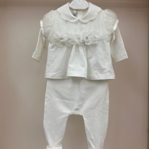 Completo 3 pezzi con fiori e strass Petit