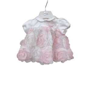 Abito e culotte rosa e bianco con rose glitterate Myrumi