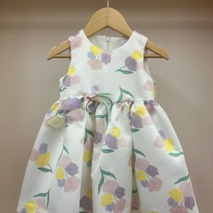 Abito bianco con tulipani Ambarabà