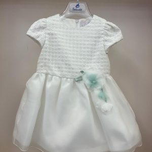 Abito bianco con fiore verde acqua Ambarabà