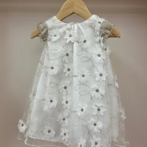 Abito bianco con fiori ricamati Myrumi