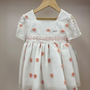 Abito bianco pois rosa Mimosa