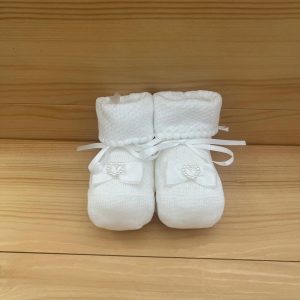 Babbucce bianche fiocco e cuore con perle
