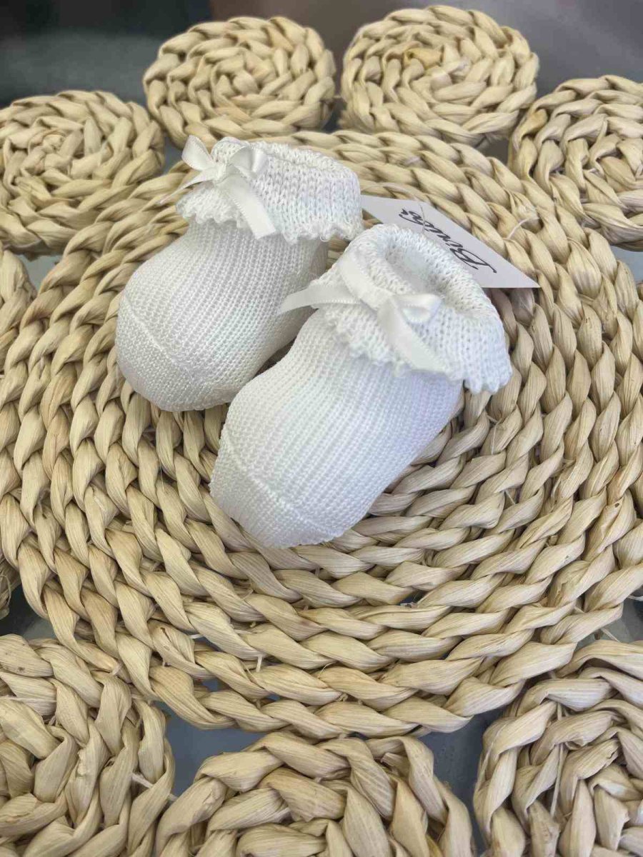 Babbucce bianche con fiocchettino - immagine 3