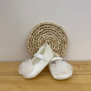 Ballerine culla panna con fiore in tulle Ambarabà