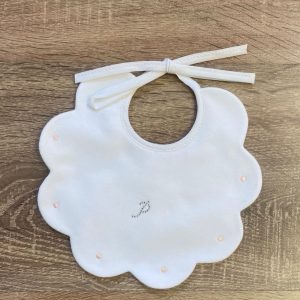 Bavetta bianca con ricami beige Petit