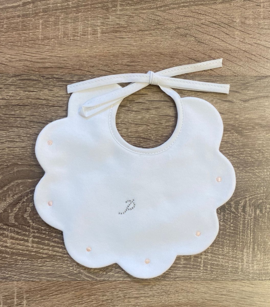 Bavetta bianca con ricami beige Petit - immagine 2