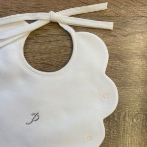 Bavetta bianca con ricami rosa Petit