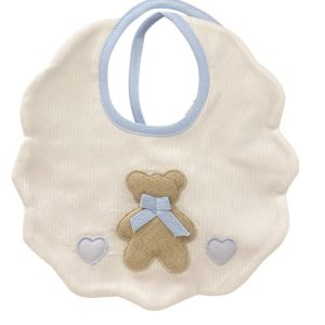 Bavetta cuore orso cuore beige e celeste