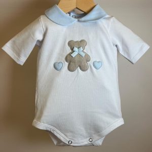 Body a mezza manica orso tortora e celeste