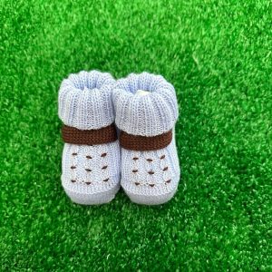 Babbucce in lana Primodì celeste e marrone