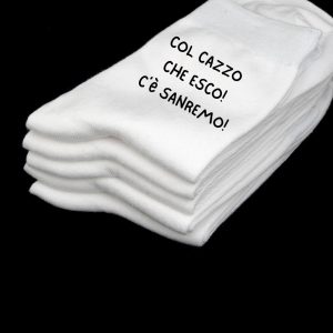 CALZE BIANCHE UNISEX COL CAZZO CHE ESCO C’è SANREMO?