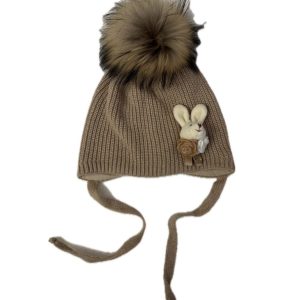 Cappello beige con coniglietto Jamiks
