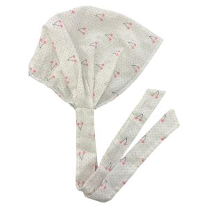Bandana in cotone bianca ciliegie handmade