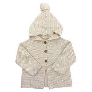Cardigan con cappuccio e pon pon li & me