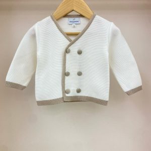 Cardigan doppiopetto panna e beige Ambarabà