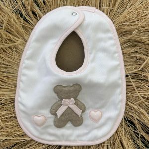 Bavetta orso con cuori bianca rosa Biribò