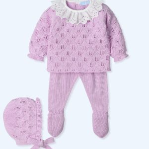 Completo 3 pezzi lilla ricamato Mac Ilusion