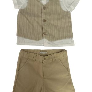 Completo Dr.Kid pantaloncino e camicia panciotto beige