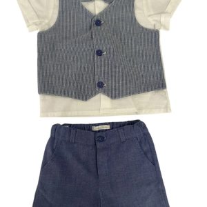 Completo Dr.Kid pantaloncino e camicia panciotto blu