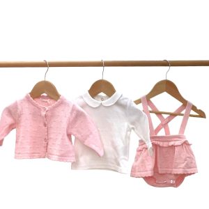 Completo 3 pezzi rosa e bianco Minibanda