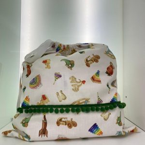 Sacco porta cambio disegno giocattoli e pom pom