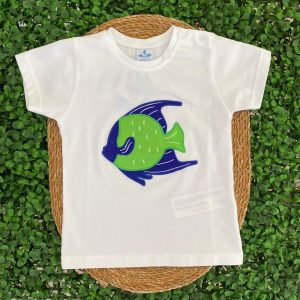 T-shirt bianca pesce