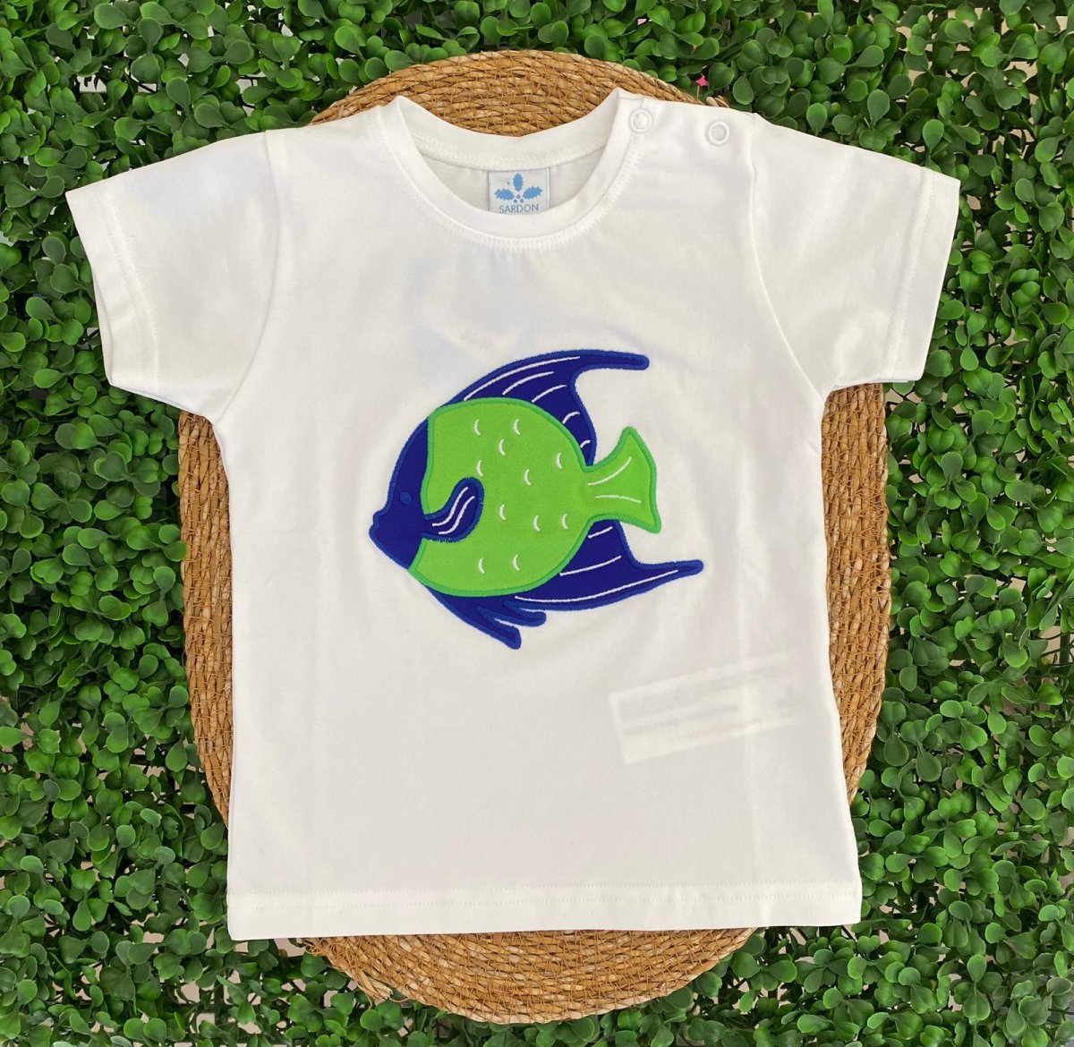 T-shirt bianca pesce