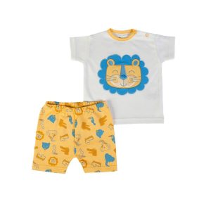 T-shirt, pantaloncino e bavetta giallo leone completo 2 pezzi FS Baby