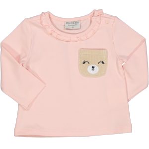 T-shirt rosa con tasca orsetto Birba