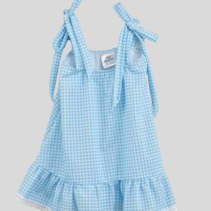 Mini dress vichy celeste Nunù Beachwear
