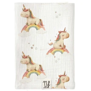 Mussola “Rainbow Unicorn” cotone Nannafrufru