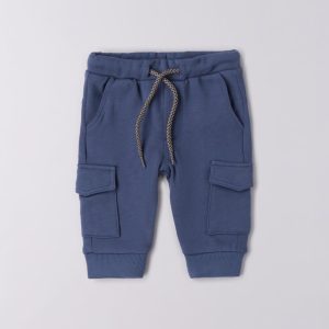 Pantalone in felpa cargo blu minibanda