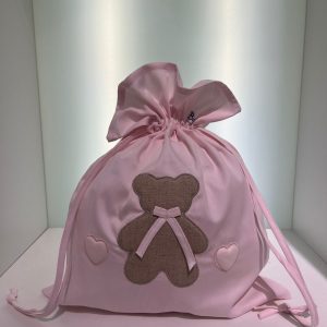 Sacco porta cambio rosa orsetto tortora