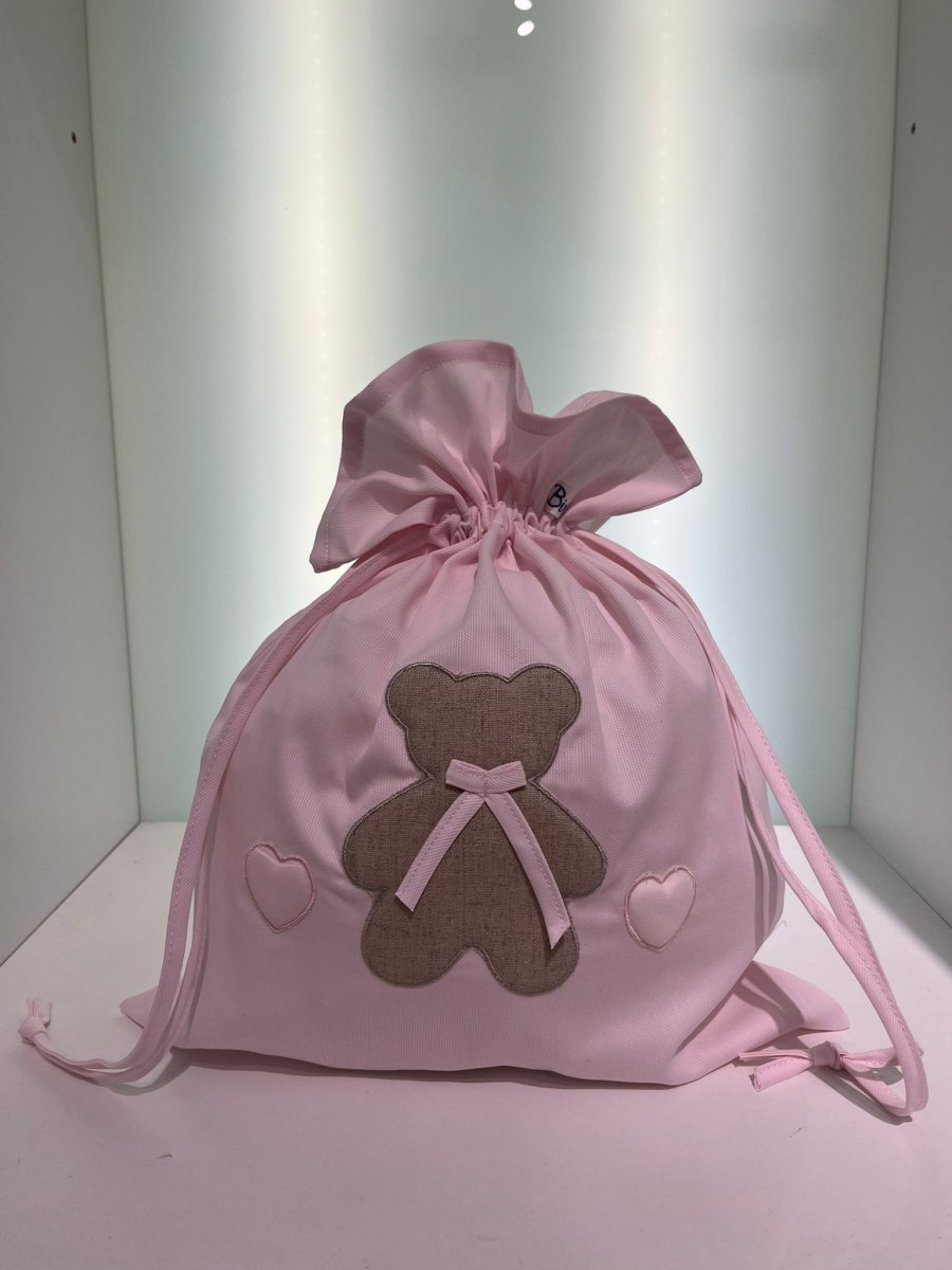 Sacco porta cambio rosa orsetto tortora