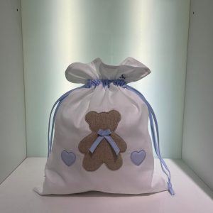 Sacco porta cambio bianco orsetto celeste