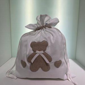 Sacco porta cambio bianco orsetto tortora