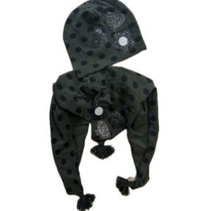 Set cappello e sciarpa verde a pois Marymore