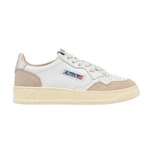 Sneakers medalist low pelle e suede bianco argento