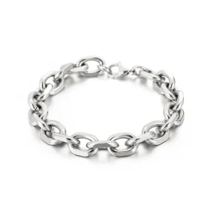 Silver Stainless Steel Oval Link Bracelet